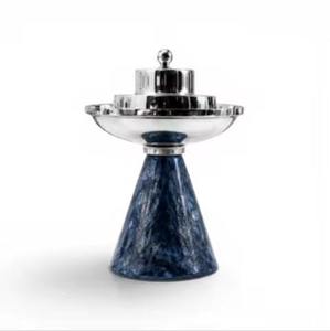 Brûleur d'encens Bakhoor artisanal écologique, base en résine, dessus en acier inoxydable, moderne, arabe, indien, aromatique - Product Image 1