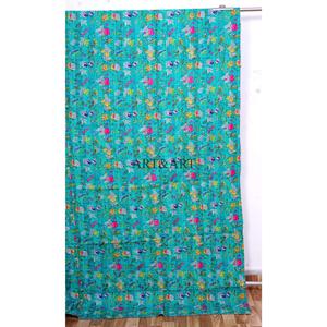 Couvre-lit Kantha indien fait main, 100% coton, imprimé à la main, motif floral, poids du tissu 220g, origine Rajasthan - Product Image 3