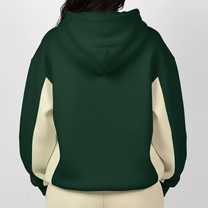 Sudadera con Capucha para Mujer, Verde Beige, Manga Larga, Color Sólido, Logotipo Frontal, Informal, para Otoño, 100% Algodón Tejido, Transpirable, con Bolsillos - Product Image 2