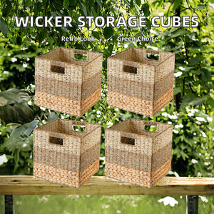 Cestas de Almacenamiento Cuadradas Vintage Ecológicas, Cubos de Almacenamiento Resistentes, Cestas Cuadradas para Estantes, Almacenamiento Multiusos - Product Image 2