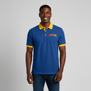 Chemises polo pour hommes en tissu tricoté respirant et à séchage rapide, 100 % coton de haute qualité, avec logo brodé personnalisé. - Product Image 1