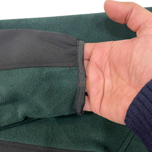 Vestes polaires coupe-vent pour hommes, vertes, à fermeture éclair intégrale, épaules renforcées noires, poche poitrine, pour la randonnée hivernale et les vêtements de travail en extérieur - Product Image 6