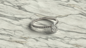 แหวนหมั้นเพชรทรงรีเคลือบทอง 18K 14K หรูหรา ประดับเพชรเม็ดกลมแบบ Pave แหวนแต่งงานเพชรเม็ดเดี่ยวสำหรับผู้หญิง - Product Image 4