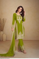 Ensemble Salwar Kameez en Soie pour Fête de Mariage, Tenue Ethnique Traditionnelle Longueur Genou, Broderie Zari pour Occasions Festives