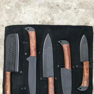 Coffret de couteaux de cuisine LEGACY BLADES en acier à haute teneur en carbone, finition noire premium, manche en bois pleine longueur, logo personnalisé, fournisseur OEM - Product Image 4