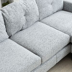 White + <b>Black</b> Convertible Combination Sofa L-Shaped with Footstools <b>Storage</b> for Living Room/<b>Bed</b> Use - Product Image 5