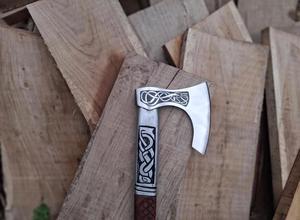 STEEL CRAFT INTERNATIONAL Hand-Forged Carbon Steel Flat Backed Hammer <b>Axe</b> 22" Full Tang Colored Rose Wood Handle DIY Grade ODM - Product Image 3