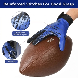 Full Finger Football Gloves <b>Blue</b> Black Sublimation Print Non Slip Outdoor Sport Unisex All Seasons Hook And Loop Closure - Product Image 2