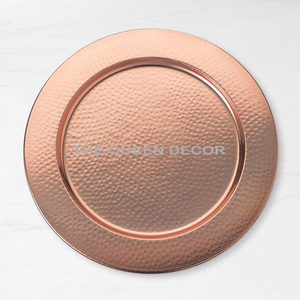 Super Quality Hammered Texture Round Shape Stainless Steel Metal Use Hotel Restaurant Kitchen Table Charger <b>Plates</b> - Product Image 1