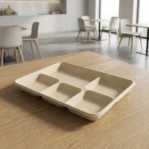 Superior Quality 5 Inch Square <b>Pulp</b> Moulded Disposable Lightweight Water Resistant Food Tray Biodegradable Eco Friendly Party - Product Image 3
