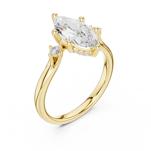 Anillo de Compromiso Clásico de Oro Amarillo de 14K para Mujer, Aries Jewel, con Diamante Cultivado en Laboratorio Certificado por IGI, Corte Marquesa de 2CT, para Aniversario o Boda - Product Image 2