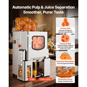 Presse-agrumes électrique commercial 120W en acier inoxydable, capacité de 20 oranges par minute, 110V - Product Image 3