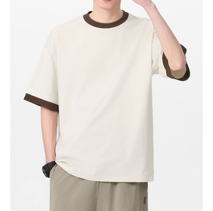 T-shirts à manches courtes coupe boxy ajustée, col contrastant, imprimé numérique personnalisable, qualité supérieure 250 g/m² - Product Image 3