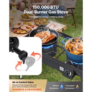 Fornello da Campeggio a Gas Propano a 2 Fuochi, 150.000 BTU, in Acciaio al Carbonio, Pieghevole e Resistente per Uso Esterno - Product Image 4