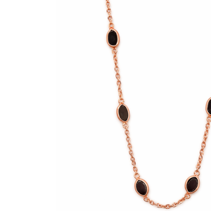 Collier élégant en or rose 18 carats avec pendentif ovale Midnight et pierres noires profondes, chaîne à maillons délicate et minimaliste, bijoux pour femmes - Product Image 5