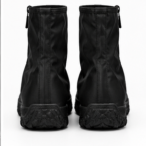 Bottes de moto Aultra One Enterprises imperméables à boucle auto-agrippante noires à bout fermé en cuir véritable couleur unie légères et respirantes - Product Image 3