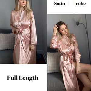 Batas de satén de seda/algodón para mujer, de secado rápido, transpirables y elegantes, con diseño personalizable, logotipo frontal y tejido de punto, ideales para verano y primavera. - Product Image 6