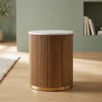 Table basse ronde en bois moderne avec un design minimaliste facile à nettoyer, meubles de salon
