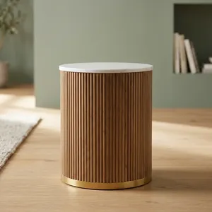 Modern <b>Round</b> <b>Wood</b> <b>Coffee</b> <b>Table</b> with Easy to Clean Minimalist Design Living Room Furniture - Product Image 3