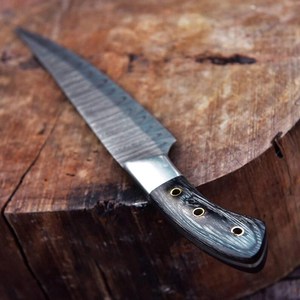 Cuchillo de chef Black Smith 1987 de acero de Damasco, mango de 13 pulgadas de madera Pakka con refuerzo de latón - Product Image 6