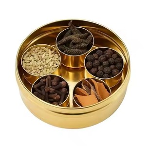 Premium Spice Organizer Metallic <b>Masala</b> Case Multi Compartment Storage for Cooking Essentials and Dry Items - Product Image 1
