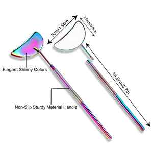 Moon Shape Detachable Lash Inspection Checking <b>Mirror</b> Stainless Steel Long Handle <b>Mirror</b> Lash Tools With Custom Logo - Product Image 2
