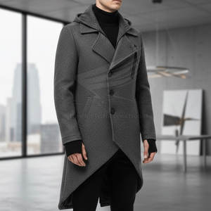 เสื้อโค้ทขนสัตว์ผู้ชายสีตามสั่ง ทรงยาว ตัดเย็บพอดีตัว ระบายอากาศได้ดี แต่งขอบด้วยขนสัตว์ ผ้าคุณภาพสูง บริการ OEM - Product Image 4