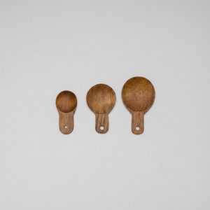 Food Grade Solid Teak Wood <b>Measuring</b> Scoops Set Of 3 Coffee <b>Spoon</b> Kitchen Baking Spice Cups Handmade Balinese Utensil Gift Tools - Product Image 1