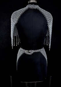 Antique Modern Chainmail Harness <b>Top</b> Skirt Set Steel Ring Armor for Cosplay Weddings & Fantasy Events - Product Image 5