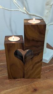 Heart Shape Wooden <b>Tea</b> Light Holder With Embossed Leaf Pattern Rustic Home Decoration Valentin Day Gift - Product Image 4