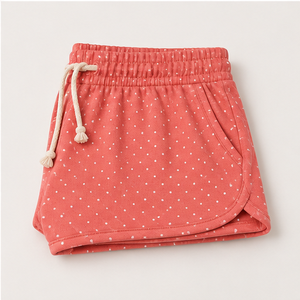 Custom Warm Coral Polka Dot Womens Roomy Relaxed Fit Drawstring <b>Lounge</b> <b>Shorts</b> Cotton-Rayon Jersey - Product Image 6
