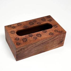 Hand Carved Wooden Tissue Box Holder For Homes Office & Car Use Handmade Napkin Box Dispenser For <b>Aesthetic</b> Homedecor Accessory - Product Image 3