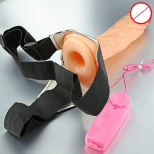 Realistic Silicone <b>Strap</b>-On Dildo Ejaculation Delay Hallow Penis Sleeve <b>Belt</b> 5 Vibration Modes 7-Inch for Male Sex Toys - Product Image 1