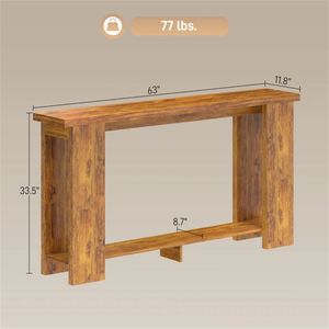 Distressed Brown <b>Console</b> <b>Table</b> with Storage for Entrance <b>Sofa</b> Hallway or Desk Use - Product Image 6