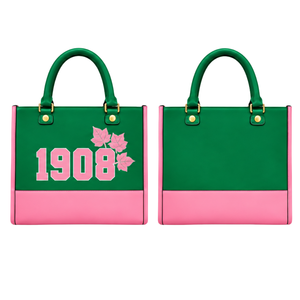 Pink Green AKA 1908 <b>Women</b> Tote Bag Letter Graphic Fashion <b>Handbag</b> <b>Large</b> Capacity Shoulder Purse Double Handle Carry Bag - Product Image 1