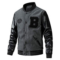 Blouson universitaire d'hiver personnalisé pour homme avec col montant et logo brodé sur le devant, style urbain, design personnalisable - Grande Vente