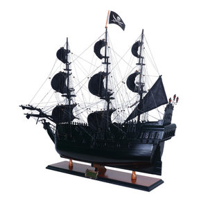 Modèle de bateau pirate en bois de cèdre peint à la main, 80 cm, décoration d'intérieur, décoration côtière, décoration de table, artisanat vietnamien OMH - Product Image 2