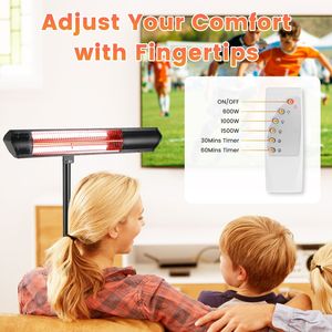 Riscaldatore Elettrico a Infrarossi da Esterno 1500W IP65 Impermeabile con Treppiede e Supporto a Parete, 2 Telecomandi e 3 Livelli di Riscaldamento - Product Image 5