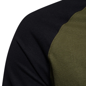 T-shirt en coton à manches longues pour hommes, col rond, patchwork, haut décontracté, léger - Product Image 3