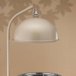 Plat de service moderne beige rond en acier inoxydable avec couvercle suspendu et motif découpé au laser pour buffet de mariage et traiteur - Product Image 5