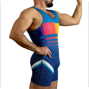 Blue Unisex Wrestling <b>Singlets</b> One Piece Bodysuit for Boxing <b>Weightlifting</b> Fitness PowerLifting Running Custom Brand - Product Image 3