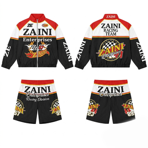 ชุดเซ็ตเสื้อแจ็คเก็ตกันลมสำหรับผู้ชาย ZAINI รุ่นฤดูหนาว แบบสั้น มีฮู้ด คอเสื้อทำจากผ้าโพลีเอสเตอร์/ไนลอนถัก แห้งเร็ว พร้อมสกรีนโลโก้ด้านหน้า - Product Image 1