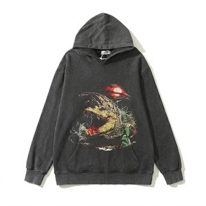 Sweat-shirt à capuche gris foncé pour femme, logo personnalisé de haute qualité, 100% coton tricoté, manches longues, imprimé motif dragon, respirant - Product Image 1