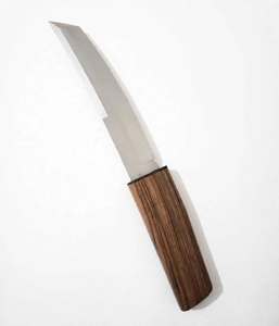 Herramienta artesanal de acero inoxidable con punta angular y mango de madera natural, pieza decorativa ejecutiva - Product Image 4