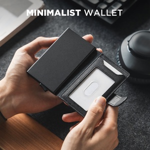 TILONSTAR TVC207P Billeteras Para Hombre Anti-RFID Pop up <b>Wallet</b> Metal Aluminum Business Card Case Genuine Leather Card <b>Holder</b> - Product Image 3