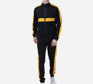 Conjunto Deportivo para Hombre en Negro y Amarillo con Bloques de Color, Sudadera con Cierre de Cremallera y Cuello Alto, Pantalones Deportivos, Estilo Casual para Otoño - Product Image 6