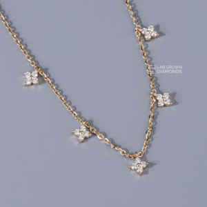 จี้เพชรทรงกลมเจียระไนแบบบริลเลียนท์ ทองคำขาว 14K ดีไซน์หรูหราสำหรับผู้หญิง เพชรสังเคราะห์สี EF น้ำหนัก 0.35 กรัม - Product Image 3