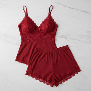 Vente en gros OEM – Ensemble pyjama décontracté d'été pour femmes, 100 % coton, avec cordon de serrage et taille élastique, pantalon à carreaux pour filles, motif pied-de-poule - Product Image 1