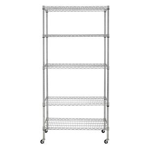 Scaffalatura in Acciaio a 5 Ripiani Certificata NSF con Ruote Cromate, Prodotto Premium YJ - Product Image 5