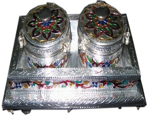 Oxidize Mouth Freshener con 2 cajas y juego de bandejas de latón chapado en oro, bandeja de comida con relieve, elegante, estilo árabe, antiguo, de recuerdo, para ocasiones - Product Image 3